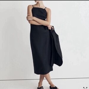 Goldie Midi Dress in 100% Linen black size 2 Madewell